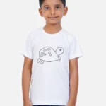 Kids' cotton t-shirt by AirGarb featuring a round neck and playful tortoise design.