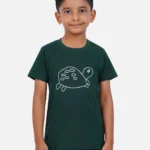 Kids' cotton t-shirt by AirGarb featuring a round neck and playful tortoise design.