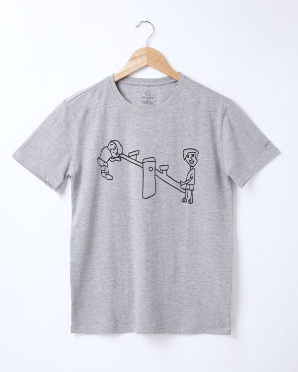 Airgarb tshirt printed kids drawn see saw adult unisex grey color