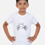 AirGarb kids' t-shirt featuring soft black cotton fabric, a round neck, and a stylish bottle green drawn cycle design, perfect for casual wear.