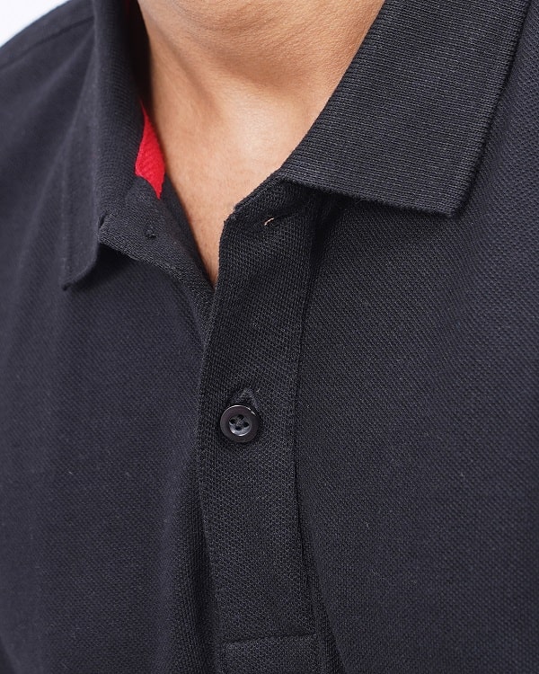 Airgarb polo pique cotton soft comfortable collar black