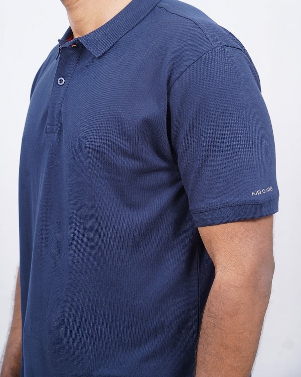 Airgarb polo pique cotton soft comfortable collar navy blue