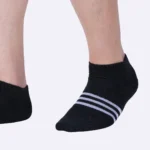 Ankle socks for men ankle socks for women low ankle socks dark grey black melange stripe design cotton socks for men cotton socks for women soft comfort cushion socks