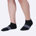 Ankle socks for men ankle socks for women low ankle socks dark grey black melange stripe design cotton socks for men cotton socks for women soft comfort cushion socks