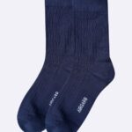 airgarb cotton comfort crew premium socks navy blue flat side view men women