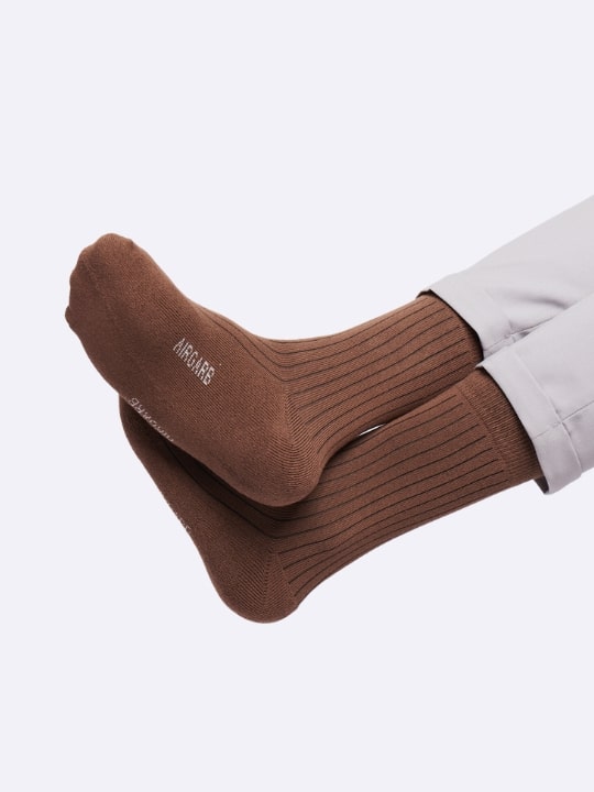 Air Garb Indulge in luxury with our premium Cotton socks - Men and Women -  Crew Length - Brown - Air Garb®