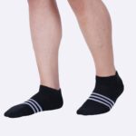 Ankle socks for men ankle socks for women low ankle socks dark grey black melange stripe design cotton socks for men cotton socks for women soft comfort cushion socks