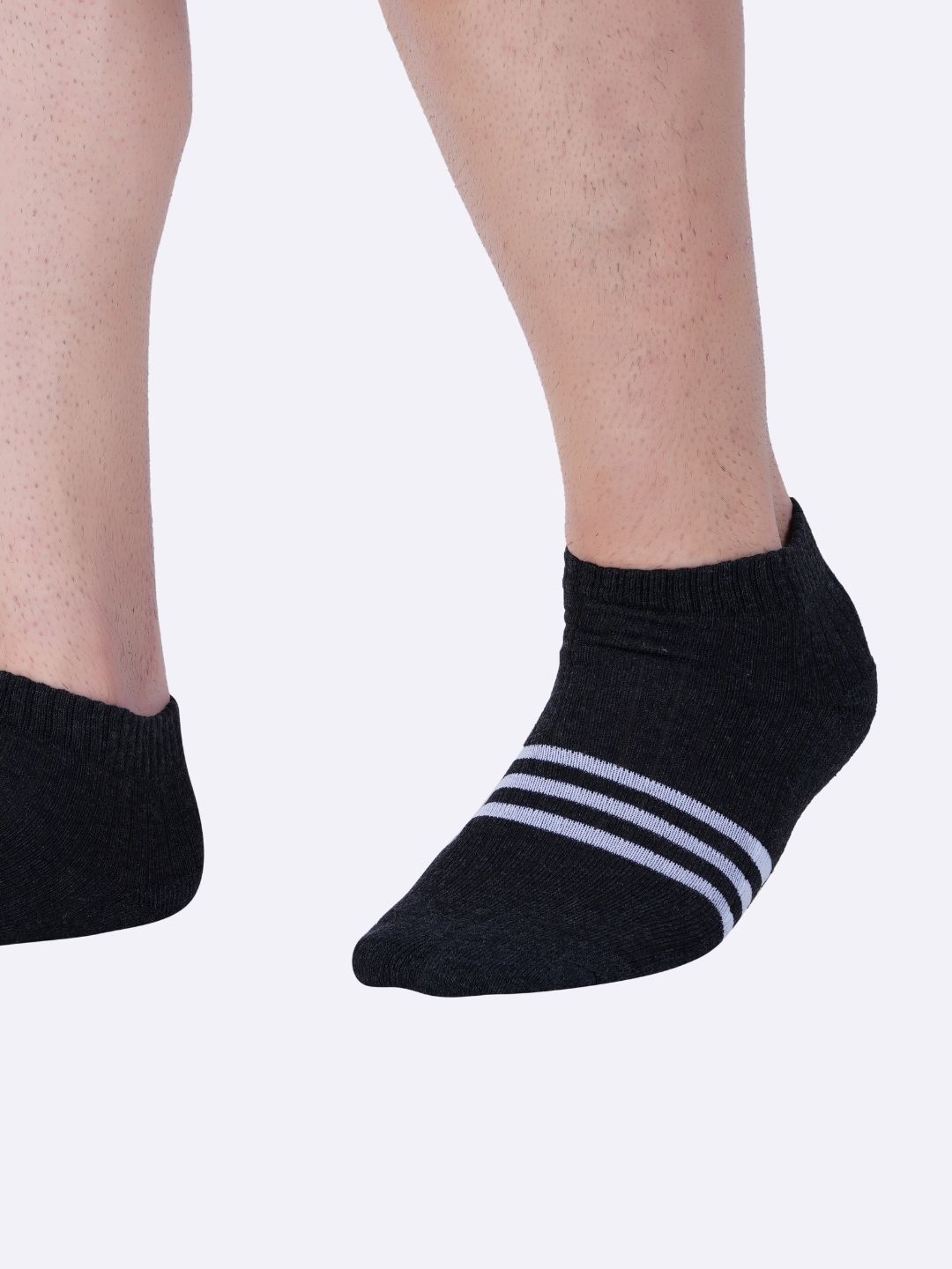 Ankle socks for men ankle socks for women low ankle socks dark grey black melange stripe design cotton socks for men cotton socks for women soft comfort cushion socks