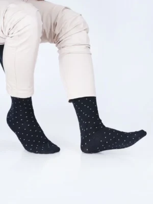 Premium cotton socks cushion socks black socks dress socks formal socks black office socks soft luxury bed socks white polka dots style stylish design