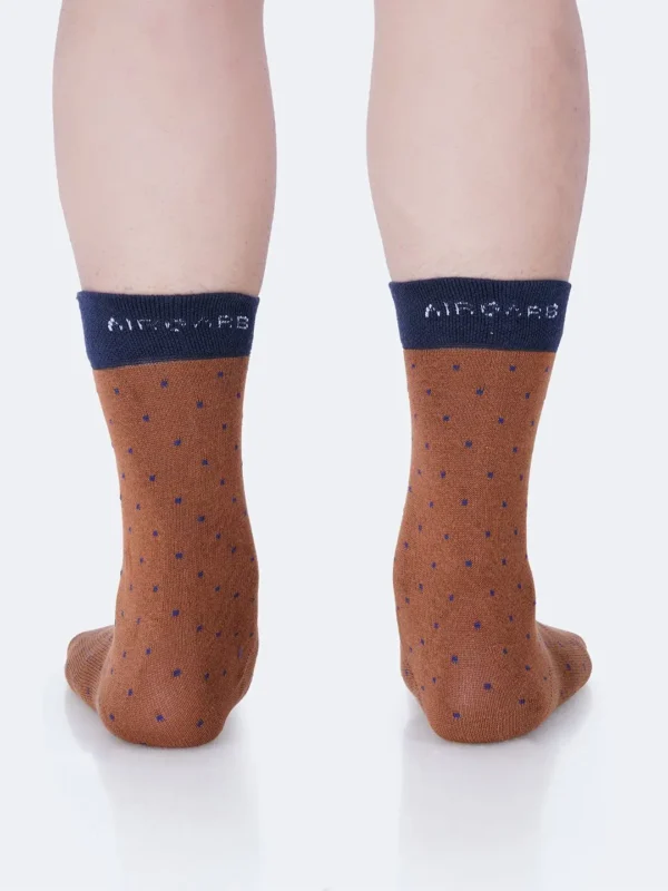 Premium cotton socks cushion socks brown socks dress socks formal socks brown office socks soft luxury bed socks navy blue polka dots style stylish design