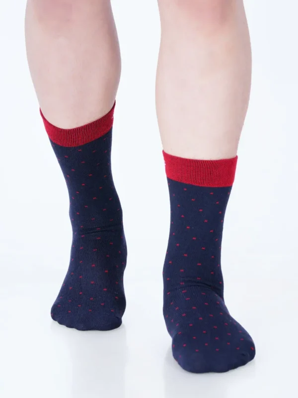 Premium cotton socks cushion socks navy blue socks dress socks formal socks navy blue office socks soft luxury bed socks red polka dots style stylish design