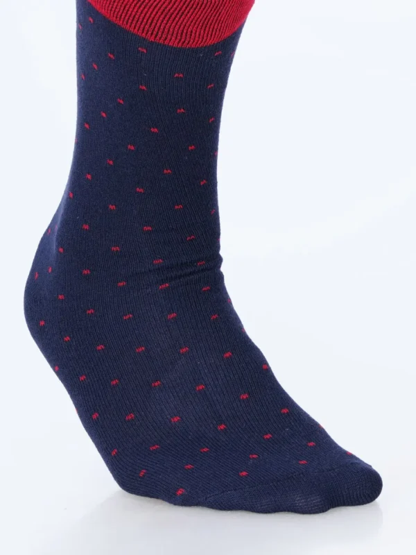 Premium cotton socks cushion socks navy blue socks dress socks formal socks navy blue office socks soft luxury bed socks red polka dots style stylish design