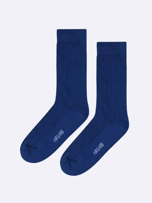 Premium cotton socks cushion socks blue socks dress socks formal socks blue office socks soft luxury bed socks rib stripe style