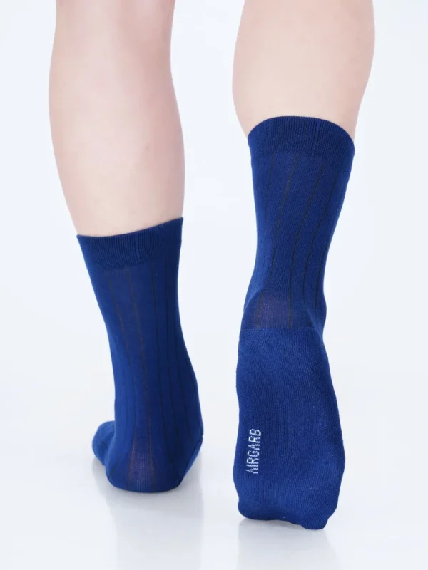 Premium cotton socks cushion socks blue socks dress socks formal socks blue office socks soft luxury bed socks rib stripe style