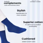 Premium cotton socks cushion socks blue socks dress socks formal socks blue office socks soft luxury bed socks rib stripe style