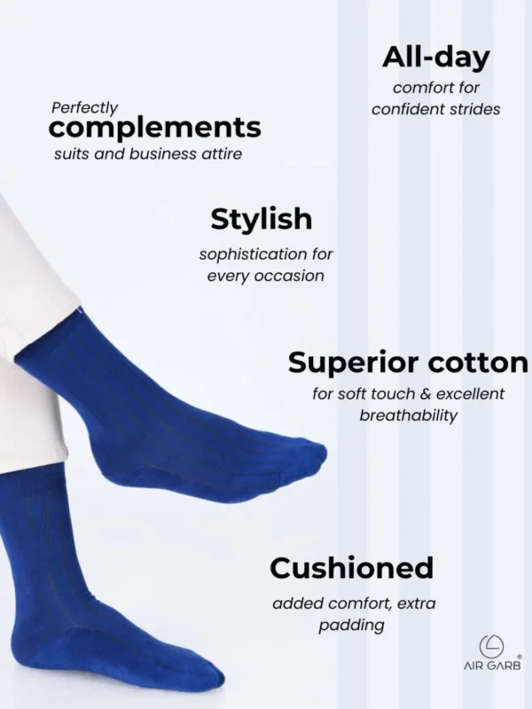 Premium cotton socks cushion socks blue socks dress socks formal socks blue office socks soft luxury bed socks rib stripe style