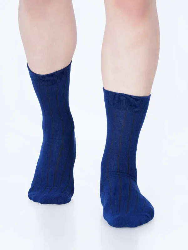 Premium cotton socks cushion socks blue socks dress socks formal socks blue office socks soft luxury bed socks rib stripe style