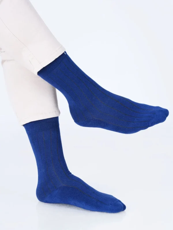 Premium cotton socks cushion socks blue socks dress socks formal socks blue office socks soft luxury bed socks rib stripe style