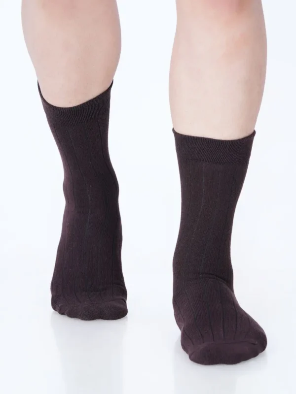 Premium cotton socks cushion socks brown socks dress socks formal socks brown office socks soft luxury bed socks rib stripe style