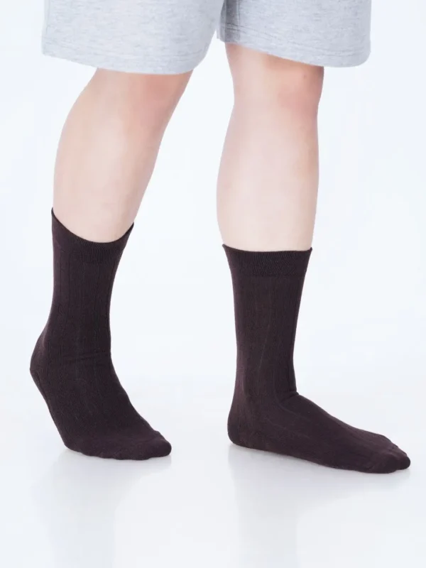 Premium cotton socks cushion socks brown socks dress socks formal socks brown office socks soft luxury bed socks rib stripe style