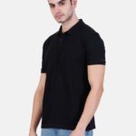 Polo collar Cotton Tshirt for men and women for summer breathable cool soft fine fabric black