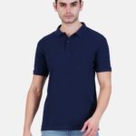 Polo collar Cotton Tshirt for men and women for summer breathable cool soft fine fabric navy blue