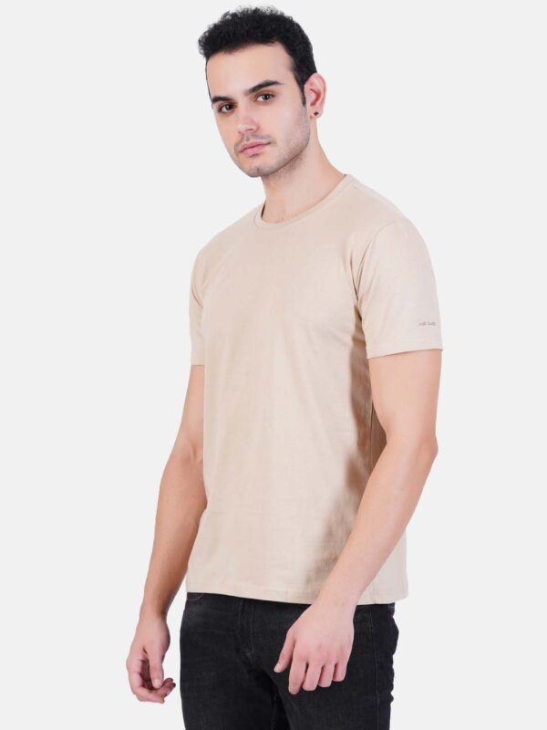 Round Neck Tshirt Beige Cream Cotton Tshirt for men and women for summer breathable cool soft fine fabric