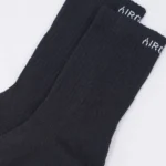 Air Garb Black Crew Socks, Cushioned Cotton, Unisex Fit