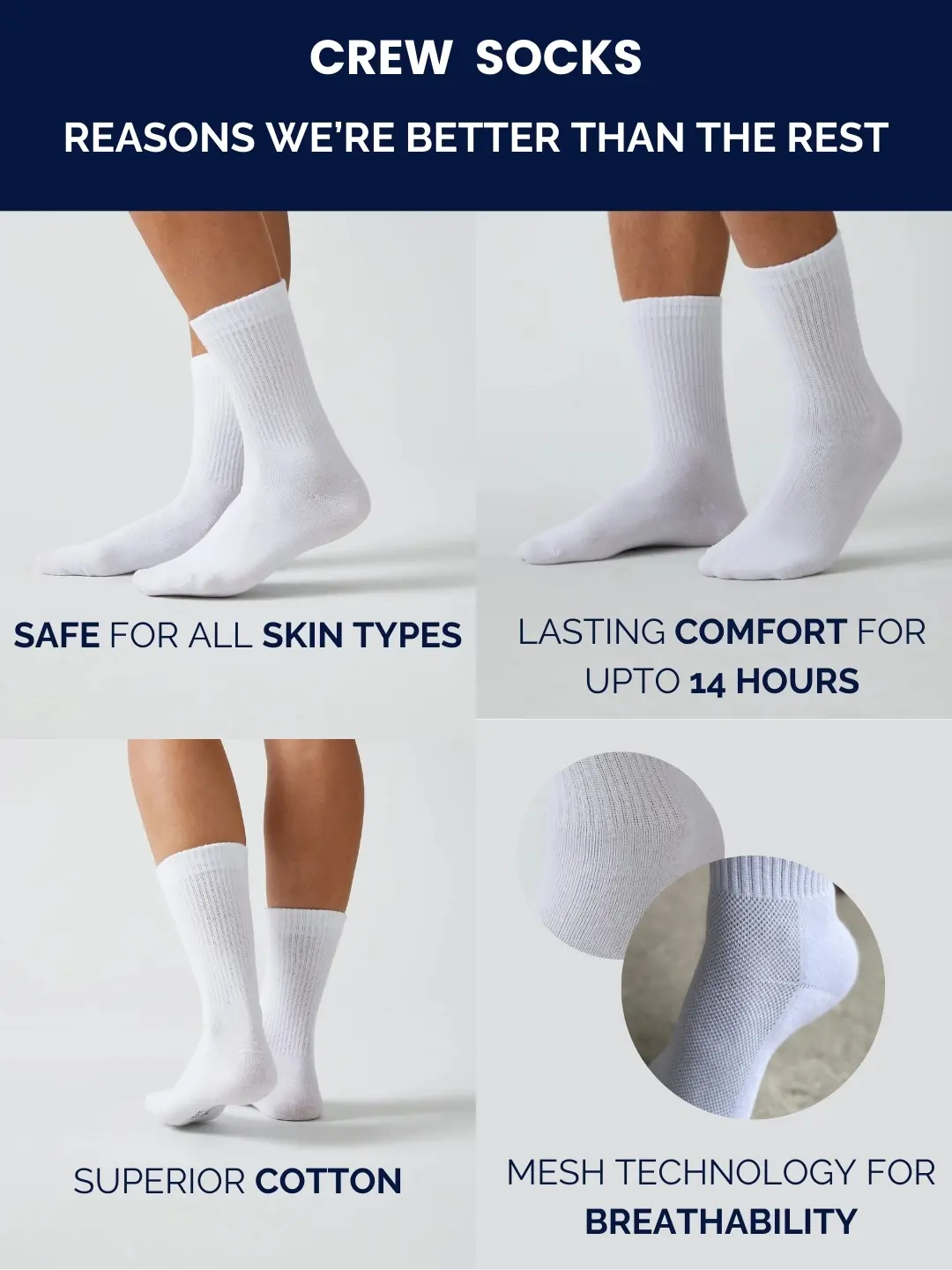 Soft and cushioned work socks for men and women – perfect for long hours on your feet.