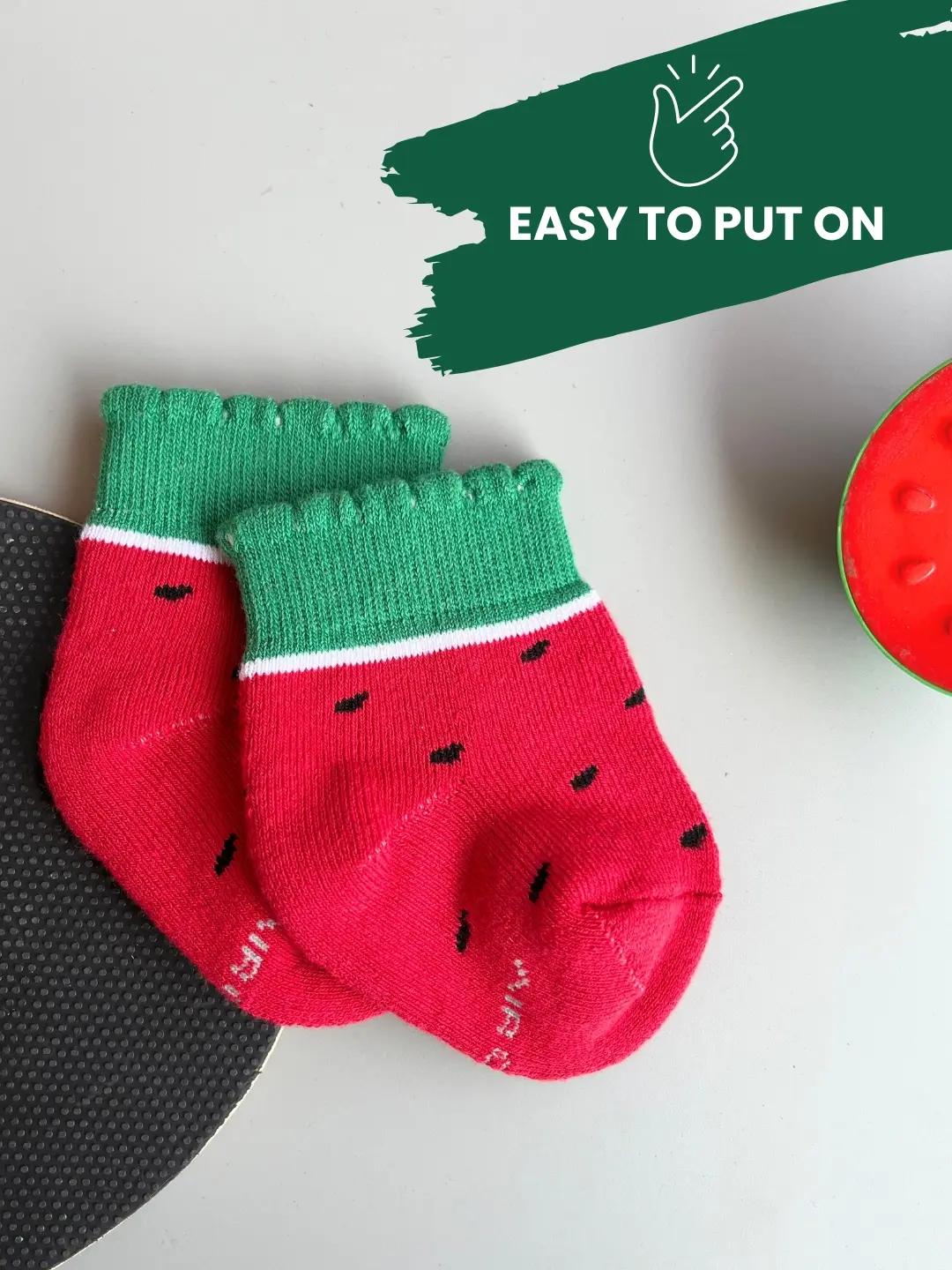 Stretchy baby socks providing a snug fit for growing toddler feet.