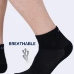 High ankle socks made with moisture-wicking fabric to keep feet dry during activity