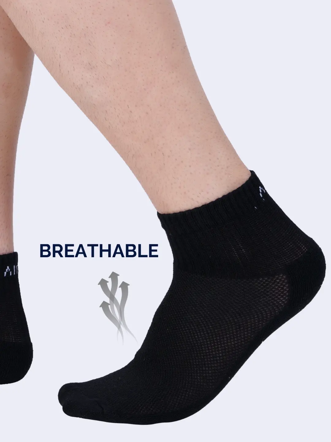 High ankle socks made with moisture-wicking fabric to keep feet dry during activity