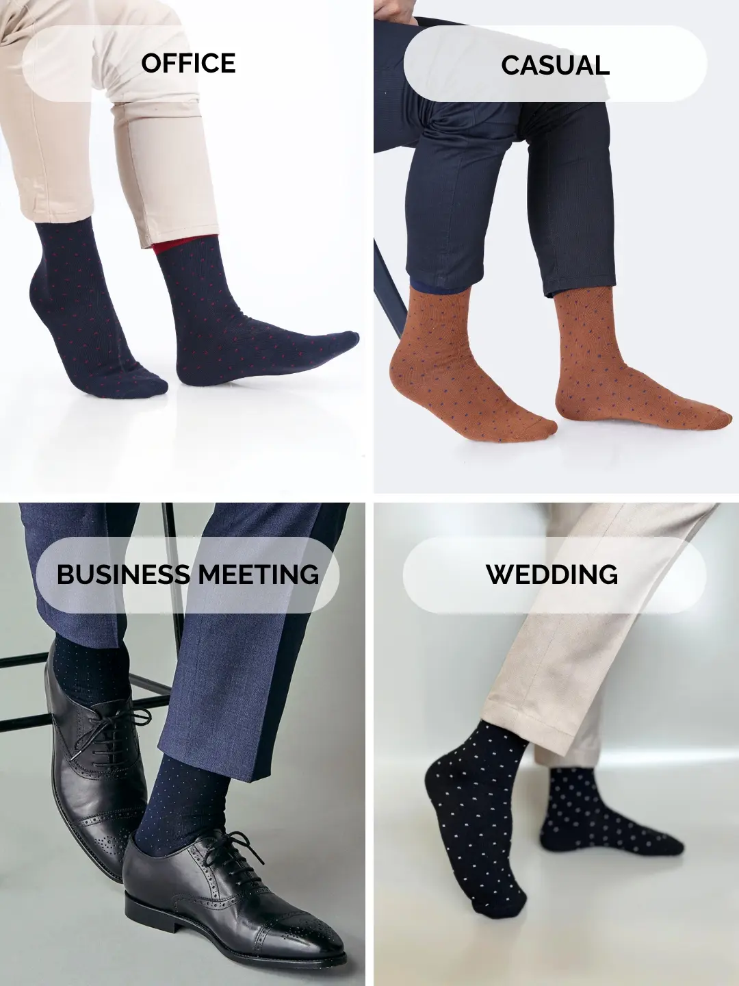 Men’s formal dress socks made from a soft cotton blend, offering comfort and style. Perfect for office wear, formal events, or daily use.