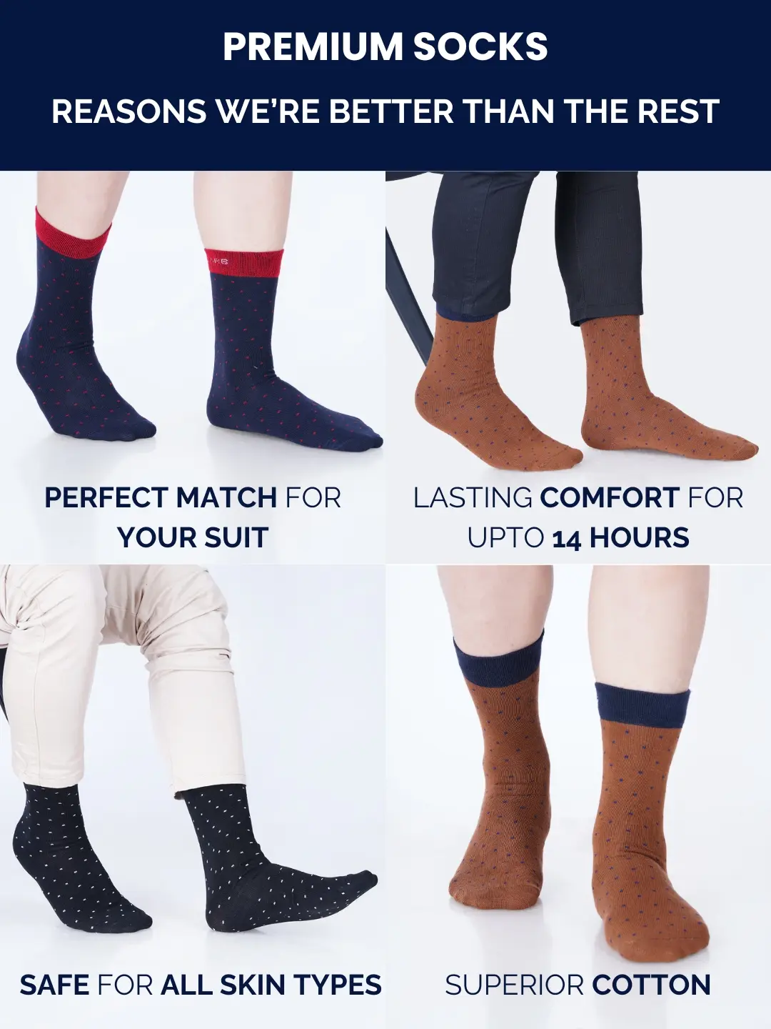 Premium men's dress socks - comfortable, stylish, and durable, perfect for office, formal, and casual occasions.