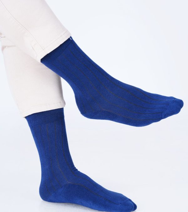 Premium cotton socks cushion socks blue socks dress socks formal socks blue office socks soft luxury bed socks rib stripe style